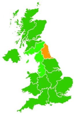 Click on a region for air pollution levels for 25/03/2024