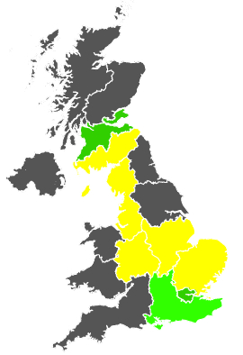 Click on a region for air pollution levels for 25/04/1986