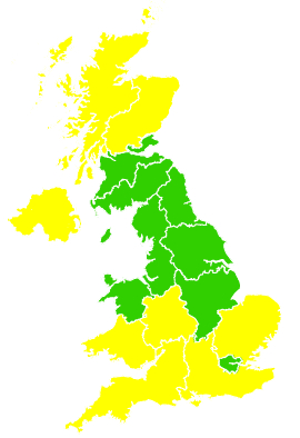 Click on a region for air pollution levels for 25/04/2007