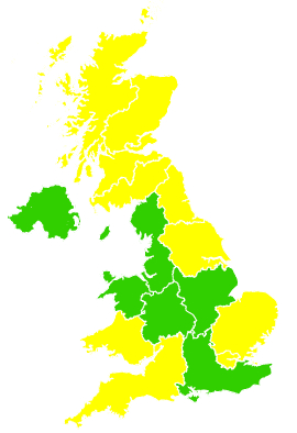 Click on a region for air pollution levels for 25/04/2008
