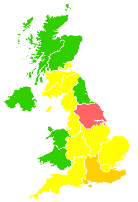 Click on a region for air pollution levels for 25/04/2011