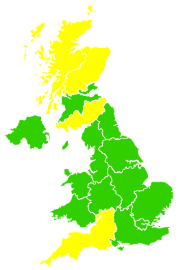 Click on a region for air pollution levels for 25/04/2012