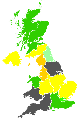 Click on a region for air pollution levels for 25/05/1987