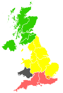 Click on a region for air pollution levels for 25/05/1989