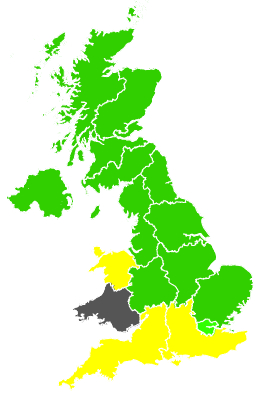 Click on a region for air pollution levels for 25/05/1990