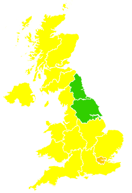 Click on a region for air pollution levels for 25/05/1997