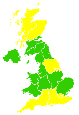 Click on a region for air pollution levels for 25/05/1999
