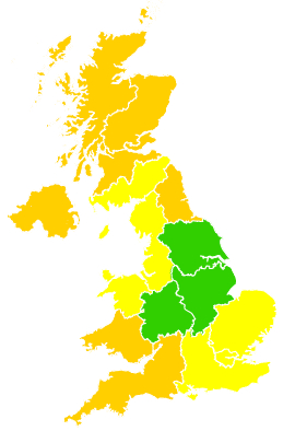 Click on a region for air pollution levels for 25/05/2001