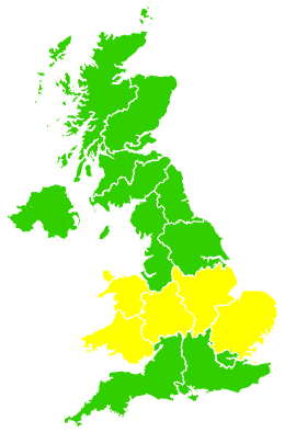 Click on a region for air pollution levels for 25/05/2006