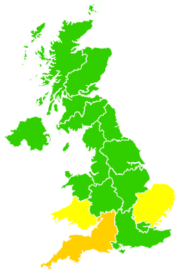 Click on a region for air pollution levels for 25/05/2010