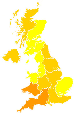 Click on a region for air pollution levels for 25/05/2012