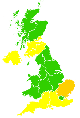 Click on a region for air pollution levels for 25/05/2018