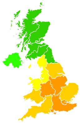 Click on a region for air pollution levels for 25/05/2026