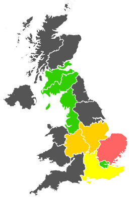 Click on a region for air pollution levels for 25/06/1986