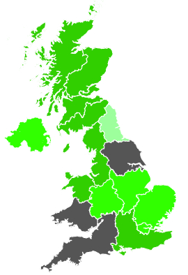 Click on a region for air pollution levels for 25/06/1987