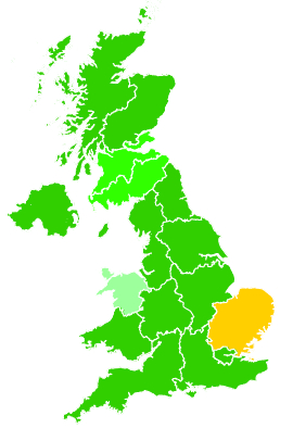 Click on a region for air pollution levels for 25/06/2002