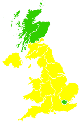Click on a region for air pollution levels for 25/06/2003
