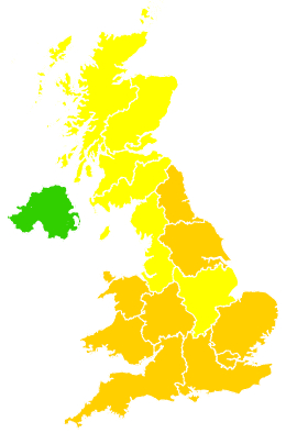 Click on a region for air pollution levels for 25/06/2009