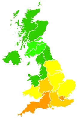 Click on a region for air pollution levels for 25/06/2024