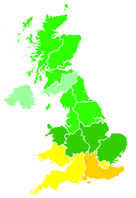 Click on a region for air pollution levels for 25/06/2026
