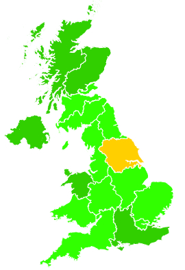Click on a region for air pollution levels for 25/07/1993