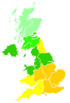 Click on a region for air pollution levels for 25/07/2001