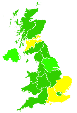 Click on a region for air pollution levels for 25/07/2004