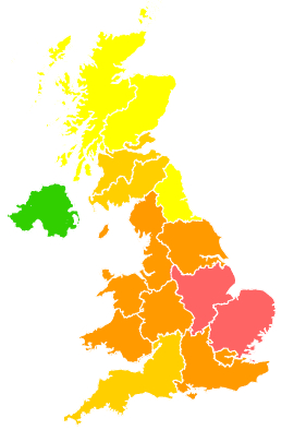 Click on a region for air pollution levels for 25/07/2006