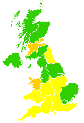 Click on a region for air pollution levels for 25/07/2014
