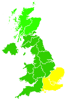 Click on a region for air pollution levels for 25/07/2018