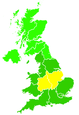 Click on a region for air pollution levels for 25/07/2025