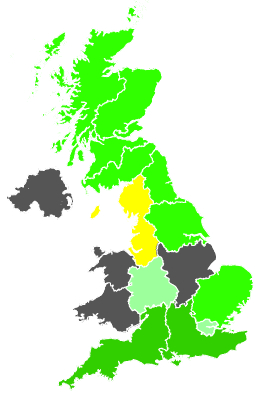 Click on a region for air pollution levels for 25/08/1987