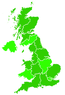 Click on a region for air pollution levels for 25/08/1994