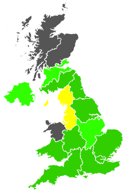 Click on a region for air pollution levels for 25/08/1997