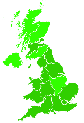 Click on a region for air pollution levels for 25/08/2012