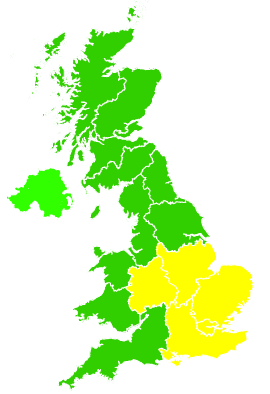 Click on a region for air pollution levels for 25/08/2013