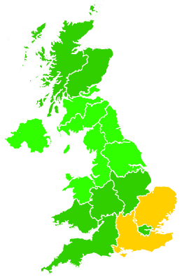 Click on a region for air pollution levels for 25/08/2016