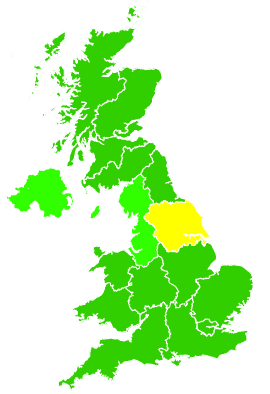 Click on a region for air pollution levels for 25/09/1996