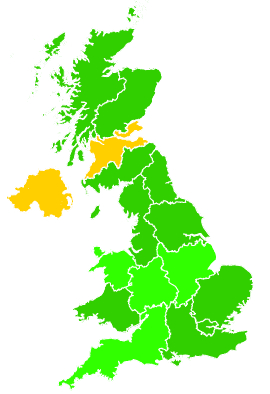 Click on a region for air pollution levels for 25/09/1997