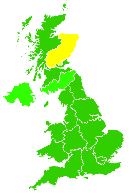 Click on a region for air pollution levels for 25/09/2000