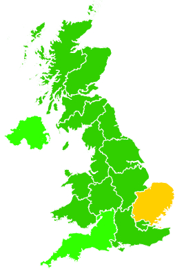 Click on a region for air pollution levels for 25/09/2008