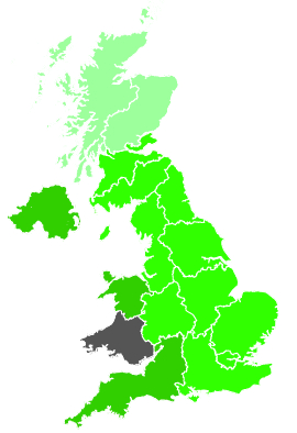 Click on a region for air pollution levels for 25/10/1990