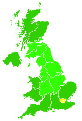 Click on a region for air pollution levels for 25/10/1999