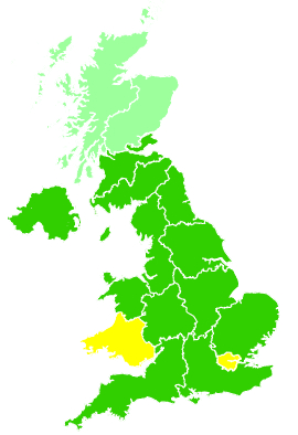 Click on a region for air pollution levels for 25/10/2001