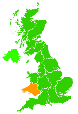 Click on a region for air pollution levels for 25/10/2005