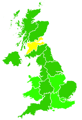 Click on a region for air pollution levels for 25/10/2007