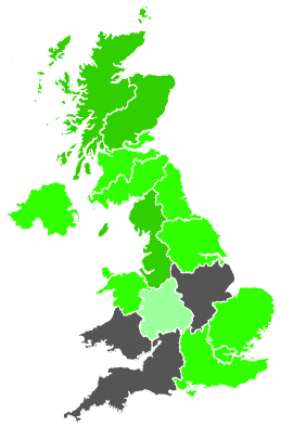 Click on a region for air pollution levels for 25/11/1987