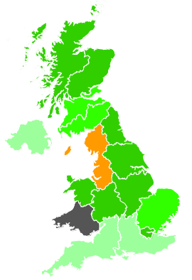 Click on a region for air pollution levels for 25/11/1988