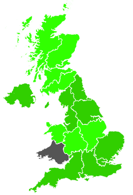 Click on a region for air pollution levels for 25/11/1990