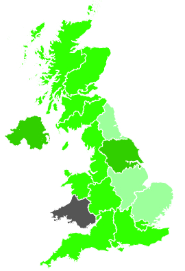 Click on a region for air pollution levels for 25/11/1991